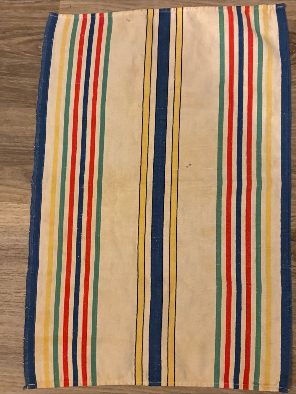 VTG MCM Stripe Cotton Kitchen Dish tea Towel Rainbow Primary Colors Farmhouse